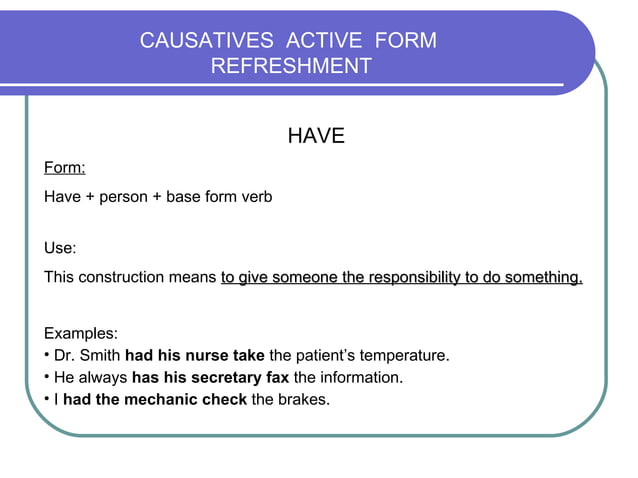 PresentacióN Causatives 2 | PPT