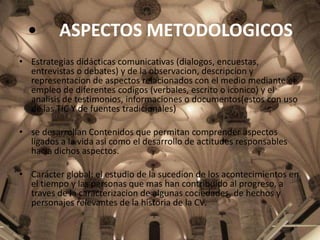 •

ASPECTOS METODOLOGICOS

• Estrategias didácticas comunicativas (dialogos, encuestas,
entrevistas o debates) y de la obs...