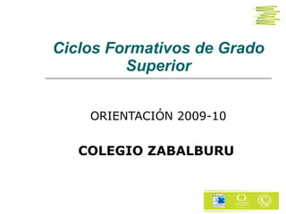 Ciclos Formativos de Grado Superior ORIENTACIÓN 2009-10 COLEGIO ZABALBURU  