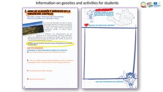 Information on geosites and activities for students
 