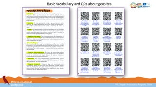11th International
Conference 8-12 sept / Araucanía Region, Chile
Basic vocabulary and QRs about geosites
 