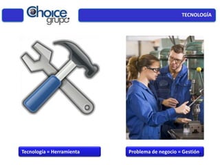 TECNOLOGÍA
Tecnología = Herramienta Problema de negocio = Gestión
7
 