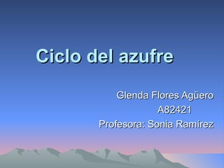 Ciclo del azufre   Glenda Flores Agüero A82421  Profesora: Sonia Ramírez 