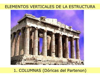 ELEMENTOS VERTICALES DE LA ESTRUCTURA 1. COLUMNAS (Dóricas del Partenon) 