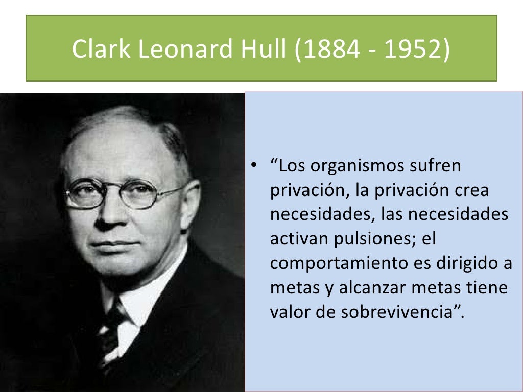 Clark Leonard Hull (1884 - 1952)               • “Los organismos sufren                 privación, la privación crea      ...