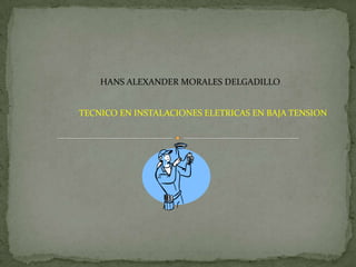 HANS ALEXANDER MORALES DELGADILLO
TECNICO EN INSTALACIONES ELETRICAS EN BAJA TENSION
 