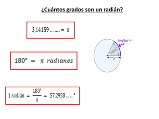 ¿Cuántos grados son un radián?
 