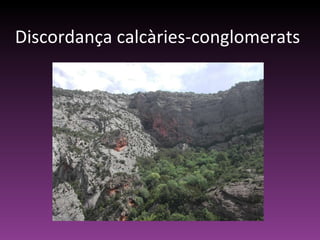 Discordança calcàries-conglomerats 