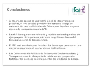 Presentación de Comisiones del #NuevoIFAI a Unidades de Enlace de la APF