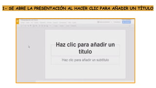 1- SE ABRE LA PRESENTACIÓN AL HACER CLIC PARA AÑADIR UN TÍTULO
 