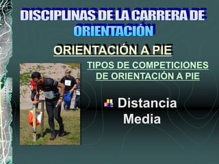 Distancia
Media
ORIENTACIÓN A PIE
TIPOS DE COMPETICIONES
DE ORIENTACIÓN A PIE
 