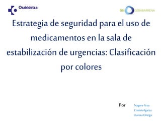 Estrategia de seguridad para el uso de
medicamentos en la sala de
estabilización de urgencias: Clasificación
por colores
Nagore Arza
Cristina Igarza
Aurora Ortega
Por
 