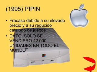 Fracaso debido a su elevado precio y a su reducido catalogo de juegos DATO: SOLO SE VENDIERO 42.000 UNIDADES EN TODO EL MUNDO (1995) PIPIN 