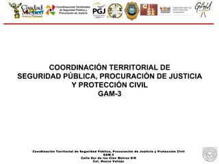 COORDINACIÓN TERRITORIAL DE SEGURIDAD PÚBLICA, PROCURACIÓN DE JUSTICIA Y PROTECCIÓN CIVIL GAM-3 