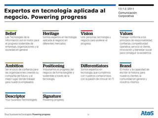 13/12/2011
Expertos en tecnología aplicada al   Comunicación
negocio. Powering progress           Corporativa




                           35
 