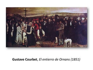 Gustave Courbet (1819-1877) fue el máximo representante del Realismo francés. Nació en Ornans, en el Franco Condado (Francia) en 1819, hijo de una rica familia de terratenientes, trasladándose a París con 20 años y realizando en esa capital su formación artística, copiando obras en el Louvre y trabajando en la Academia Suiza. Caravaggio, Rembrandt, Velázquez y la Escuela veneciana fueron sus maestros, desarrollando un estilo naturalista aunque adaptado al siglo XIX, representando escenas de la vida cotidiana, retratos, desnudos o paisajes. Courbet fue un revolucionario de espíritu y formación, bastante comprometido; participó abiertamente en la Revolución de 1848, ganándose la reputación de artista peligroso, tanto por su actitud como por su pintura. Creía que el arte podría subsanar las contradicciones sociales. Siempre rechazó la idealización del arte, proclamando que sólo el Realismo era genuinamente democrático, debiéndose tomar como modelos a los campesinos y trabajadores. 
