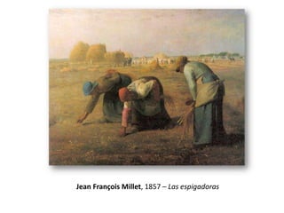 En 1847, su primer éxito del salón vino con la exposición de un cuadro de “Edipo bajado del árbol”, y en 1848 su “Aventador” fue comprado por el gobierno. El 1850 expuso en el  Salón “Cosechadoras”  y “El Sembrador,” su gran obra maestra la primera y la primera del trío emblemático de pinturas que incluyen Las espigadoras y el Ángelus.Desde 1850 hasta 1853 trabajó en Millet en Cosechadoras en reposo, una pintura que se podría considerar la más importante, y en la que trabajó por más tiempo. En 1857, presentó el cuadro Las espigadoras  en Salón a un público hostil y poco entusiasta.A pesar de críticas mixtas de los cuadros que expuso en el Salón, la reputación y el éxito de Millet creció a través de la década de 1860. 