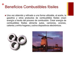 +

Beneficios Combustibles fósiles


Una vez obtenido y refinado a una forma utilizable, el aceite, la
gasolina y otros productos de combustibles fósiles crean
energía a través del proceso de combustión. Crear energía de
combustibles fósiles alimenta autos, camiones, aviones,
calienta y enfría hogares y activa dispositivos electrónicos.

 