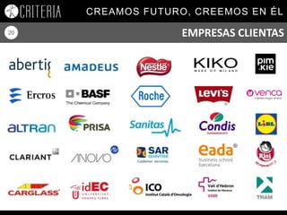 CREAMOS FUTURO, CREEMOS EN ÉL
20 EMPRESAS CLIENTAS
 