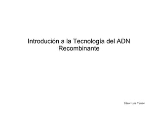 César Luis Terrón Introdución a la Tecnología del ADN Recombinante 