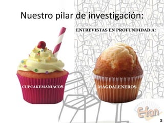 Nuestro pilar de investigación:
ENTREVISTAS EN PROFUNDIDAD A:

CUPCAKEMANIACOS

MAGDALENEROS

5

 