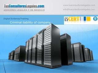 www.tusconsultoreslegales.com [email_address] Digital Evidence/Training  Criminal liability of company  