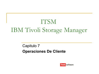 ITSM IBM Tivoli Storage Manager Capitulo 7 Operaciones De Cliente 