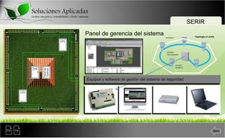 Armario
Periférico
Perímetro
Armario
Centralización
Topología en anillo
CP2
CP1
CP0
SERIR
Panel de gerencia del sistema
Equipos y software de gestión del sistema de seguridad
Panelde
Control
MenúEsp Ing
 