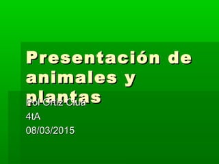 Presentación dePresentación de
animales yanimales y
plantasplantasPol Ortiz CluaPol Ortiz Clua
4tA4tA
08/03/201508/03/2015
 
