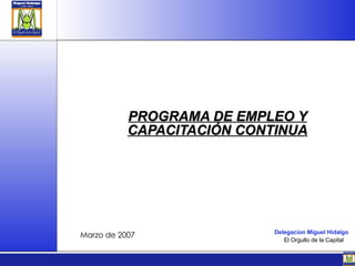 PROGRAMA DE EMPLEO Y CAPACITACIÓN CONTINUA Marzo de 2007 