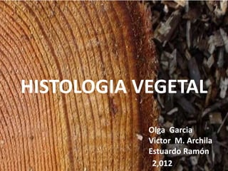 HISTOLOGIA VEGETAL
Olga Garcia
Victor M. Archila
Estuardo Ramón
2,012
 