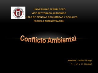 UNIVERSIDAD FERMIN TORO
VICE RECTORADO ACADEMICO
FACULTAD DE CIENCIAS ECONÓMICAS Y SOCIALES
ESCUELA ADMINISTRACIÓN
Alumna : Isabel Ortega
C. I. Nº V 11.278.687
 