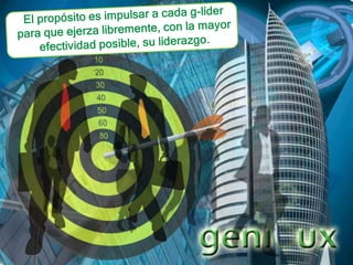 El propósito es impulsar a cada g-líder para que ejerza libremente, con la mayor efectividad posible, su liderazgo.