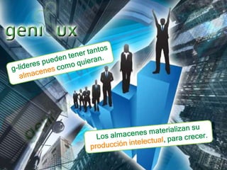 g-líderes pueden tener tantos almacenes como quieran.Los almacenes materializan su producción intelectual, para crecer.