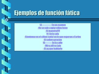 Ejemplos de función fáticaEjemplos de función fática
 