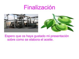 El aceite y el agua pasan a la decantación 