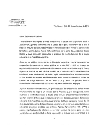 Presentación de la Cancillería Argentina al Secretario de Estado John Kerry (español)