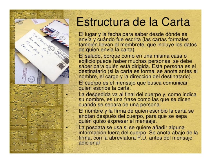 Presentación de la carta Presentación de la carta