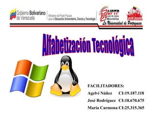 FACILITADORES:
Agelvi Núñez CI:19.187.118
José Rodríguez CI:18.670.675
María Carmona CI:25.315.365
 