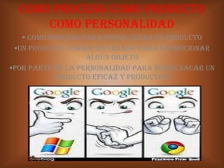 Como proceso como producto como personalidad Como proceso para poder crear un producto