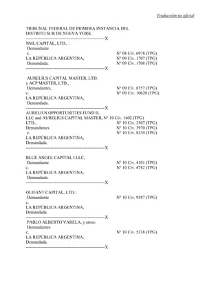 Traducción no oficial 
TRIBUNAL FEDERAL DE PRIMERA INSTANCIA DEL 
DISTRITO SUR DE NUEVA YORK 
----------------------------...
