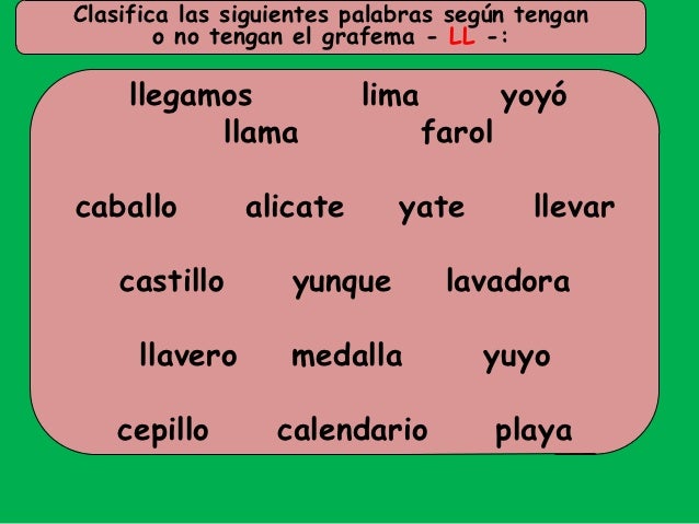 Presentación Del Grafema Ll