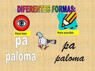 Para leer.   Para escribir.



                 pa
             paloma
 