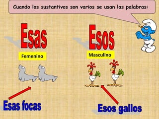 Cuando los sustantivos son varios se usan las palabras:




   Femenino                   Masculino
 