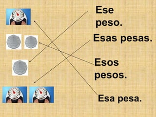 Ese
peso.
Esas pesas.

Esos
pesos.

Esa pesa.
 