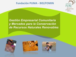  Fundación PUMA - BID/FOMIN  Gestión Empresarial Comunitaria  y Mercados para la Conservación  de Recursos Naturales Renovables 