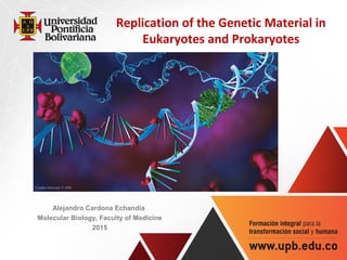 Alejandro Cardona Echandia
Molecular Biology, Faculty of Medicine
2015
Replication of the Genetic Material in
Eukaryotes and Prokaryotes
 