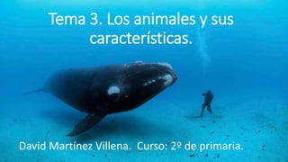 Tema 3. Los animales y sus
características.
David Martínez Villena. Curso: 2º de primaria.
 
