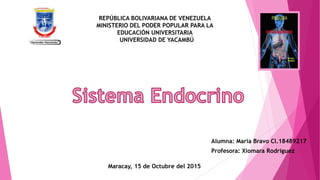 REPÚBLICA BOLIVARIANA DE VENEZUELA
MINISTERIO DEL PODER POPULAR PARA LA
EDUCACIÓN UNIVERSITARIA
UNIVERSIDAD DE YACAMBÚ
Alumna: María Bravo CI.18489217
Profesora: Xiomara Rodríguez
Maracay, 15 de Octubre del 2015
 