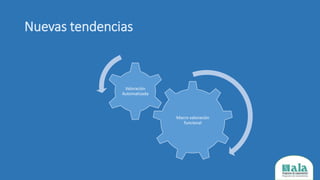Nuevas tendencias
Macro valoración
funcional
Valoración
Automatizada
 